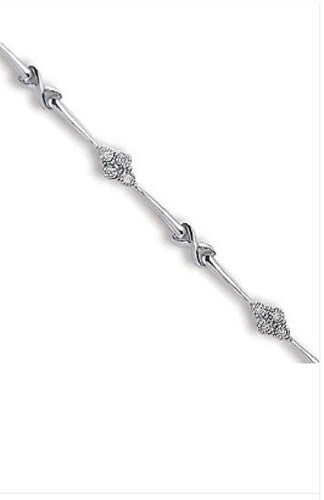 9ct White Gold 0.15ct Diamond Bracelet Bar Link Made in London