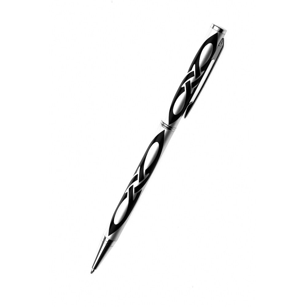 Ballpoint Pen Matt Silver Plated Simple Celtic Knot Black Ink Brand New Boxed