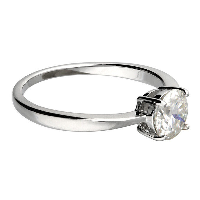 1.00 Carat Solitaire Engagement Ring Sterling Silver 925 Hallmark