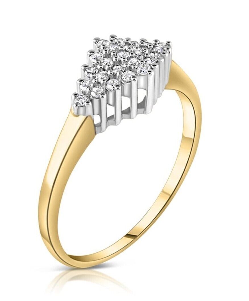 Real Diamond Cluster Ring 0.16ctw Diamonds Solid Yellow Gold Engagement