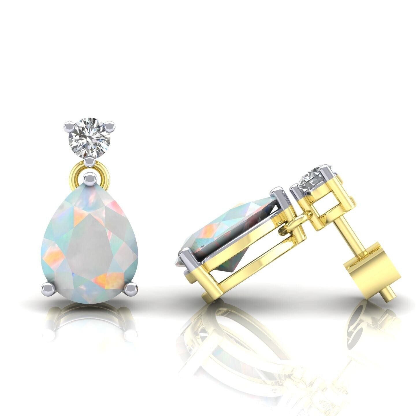 Opal Pear Drop Earrings Solid 9ct Yellow Gold Fully Hallmarked