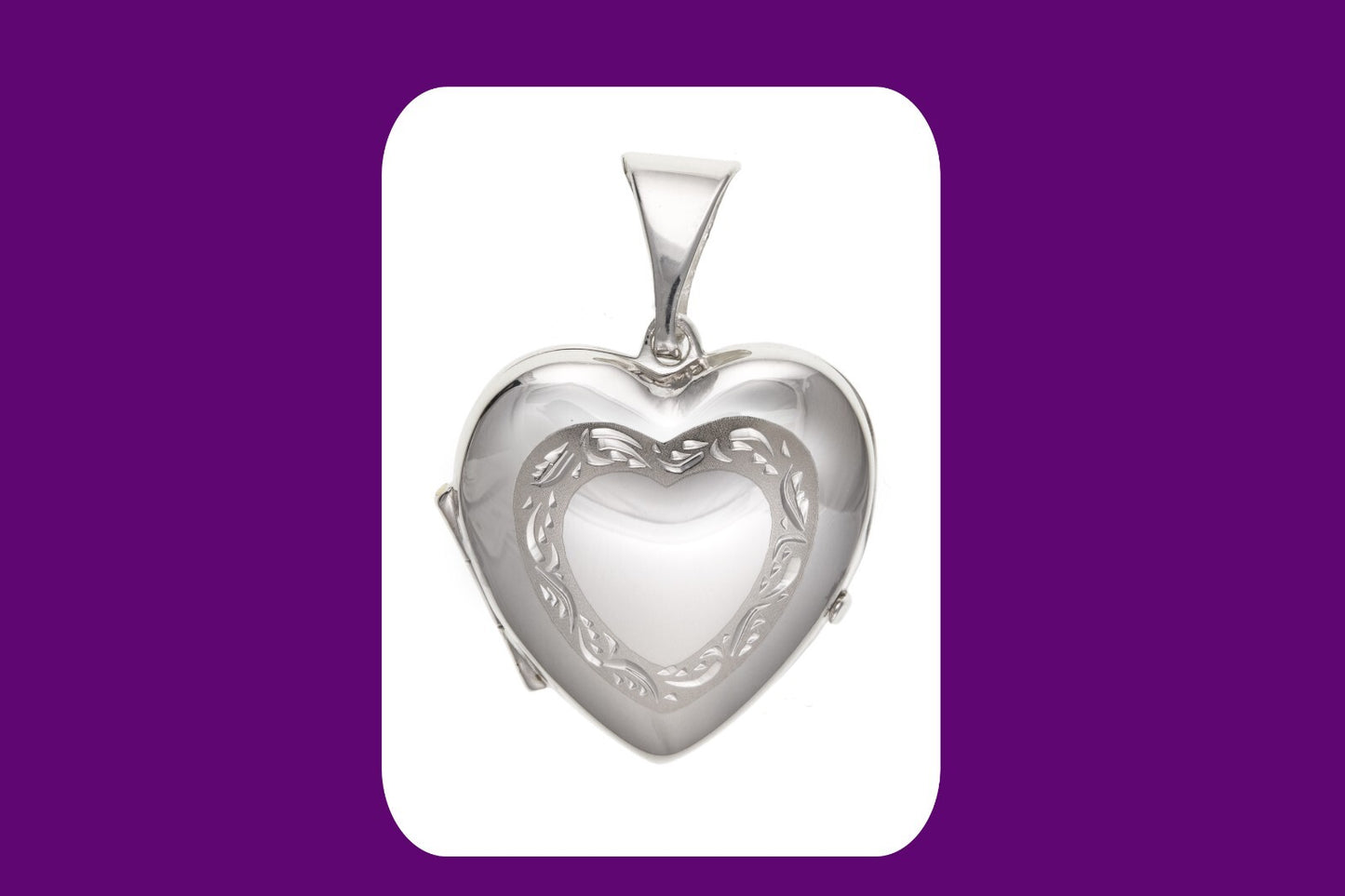 Engraved Heart Locket Solid Sterling Silver 925 Hallmark 20mm