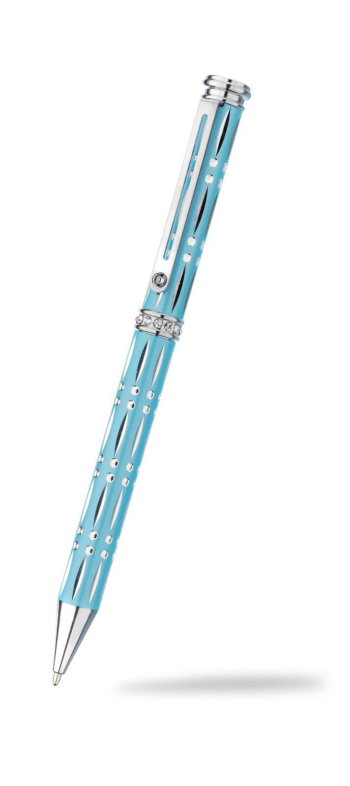 Ballpoint Pen Crystal Silver Plate Diamond Cut Luxurious Packaging All Colours