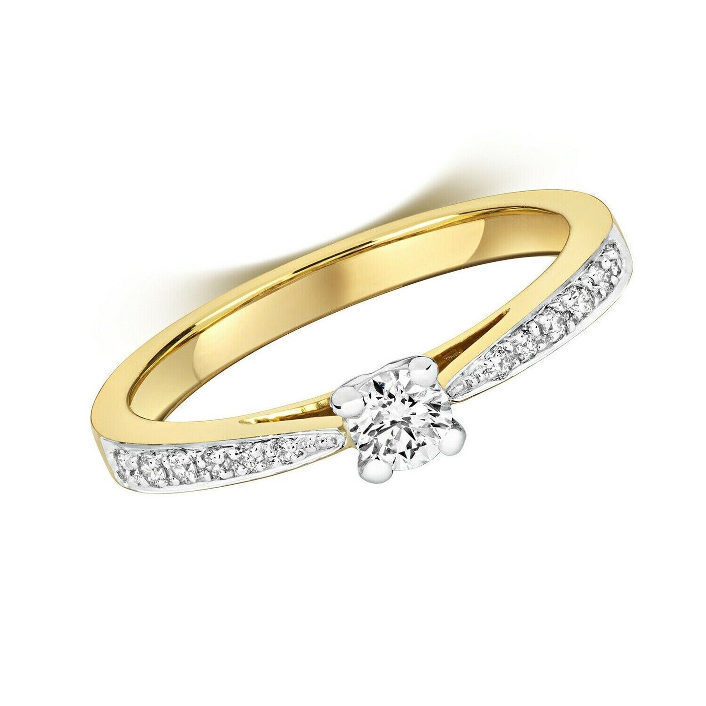 Real Diamond Solitaire Ring 9ct Yellow Gold 0.32ct Engagement Size J - Q
