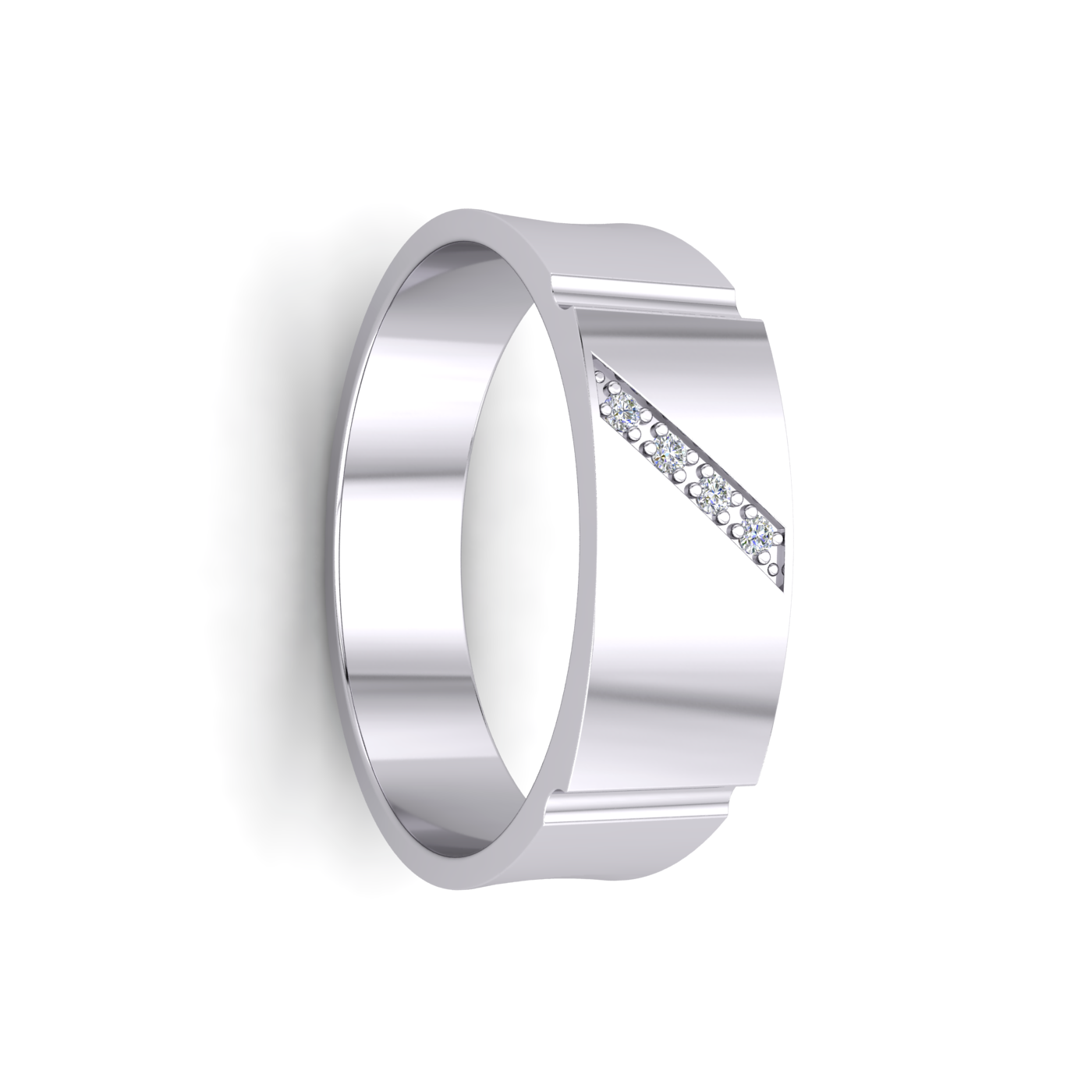 Gents Signet Ring ID Bar Gemstone Platinum Plated Solid Sterling Silver 925