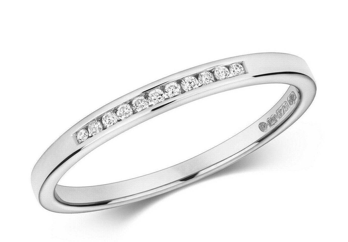 Real Diamond Eternity Ring Channel Set Solid 9ct White Gold