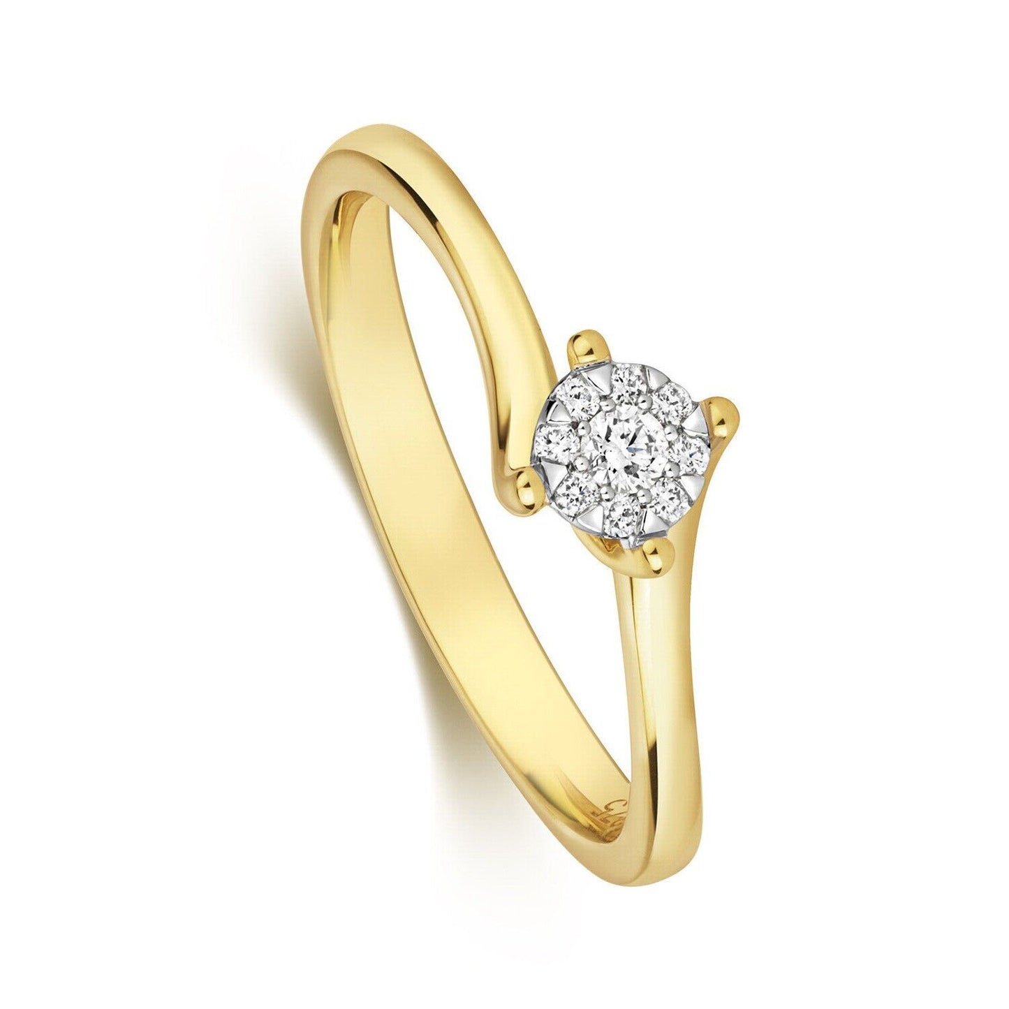 9ct Yellow Gold Real Diamond Twist Ring Engagement Size J - Q