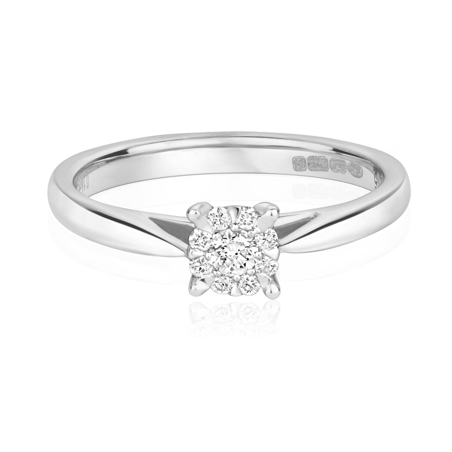 9ct White Gold Diamond Solitaire Ring Brilliant Set Engagement Size J - Q