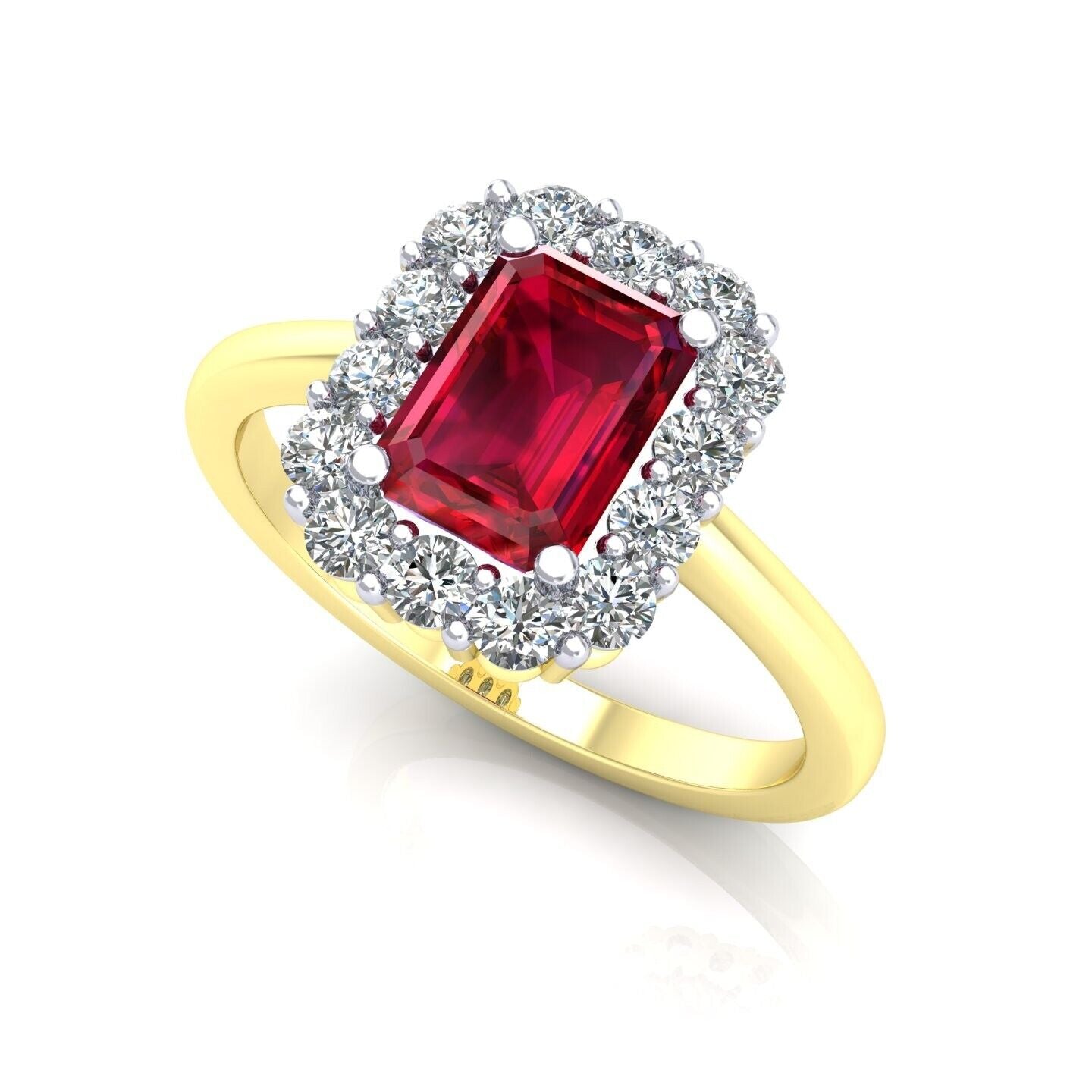 9ct Yellow Gold Ruby Cluster Ring Engagement Hallmarked Sizes L - R