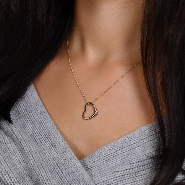 9ct Yellow Gold 0.07ct Diamond Heart Pendant