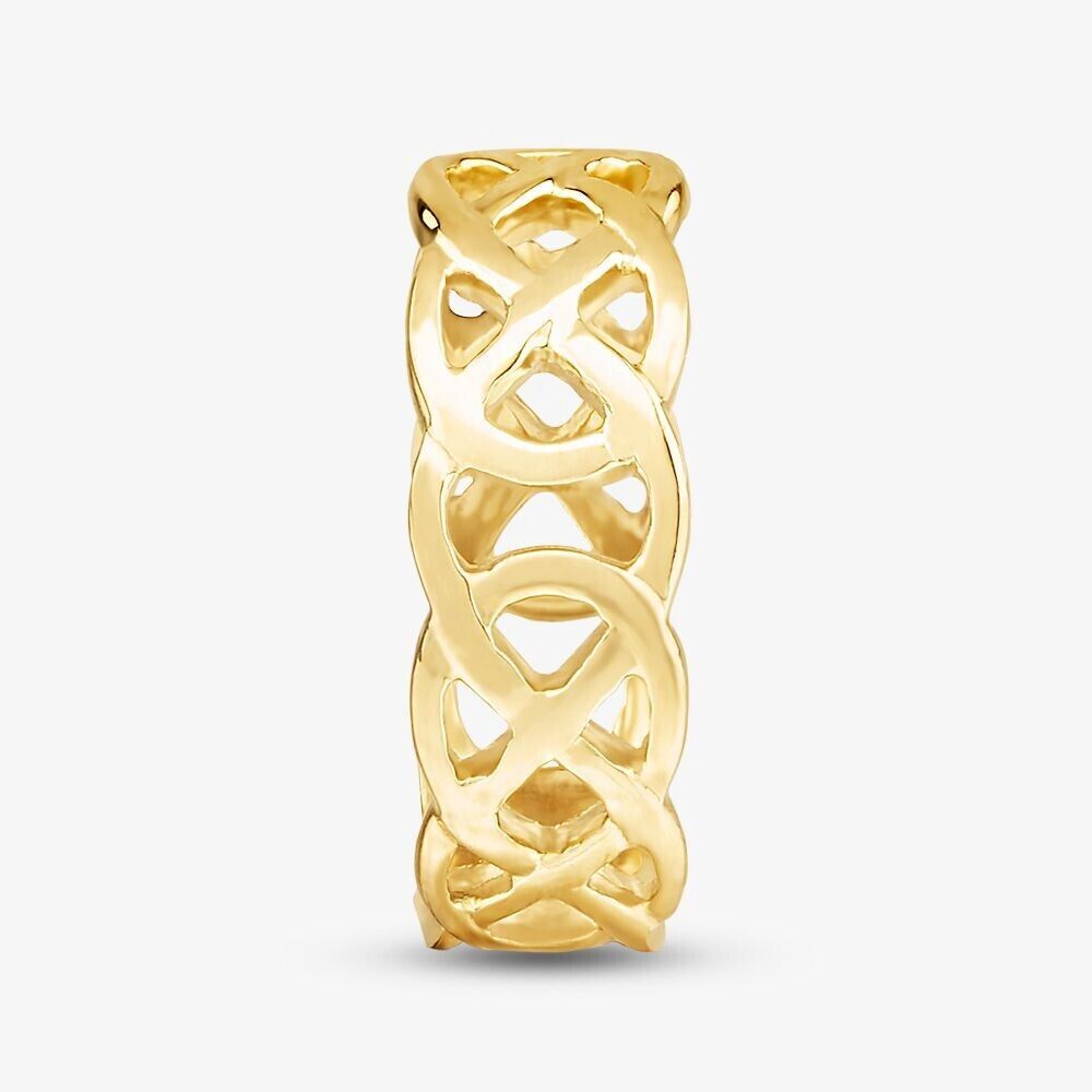 9ct Yellow Gold Celtic Knot Ring 6mm Wedding Band Fully Hallmarked Size K - V