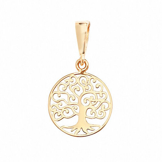 Gold Tree of Life Round Pendant Yellow Gold 19mm x 10m British Made
