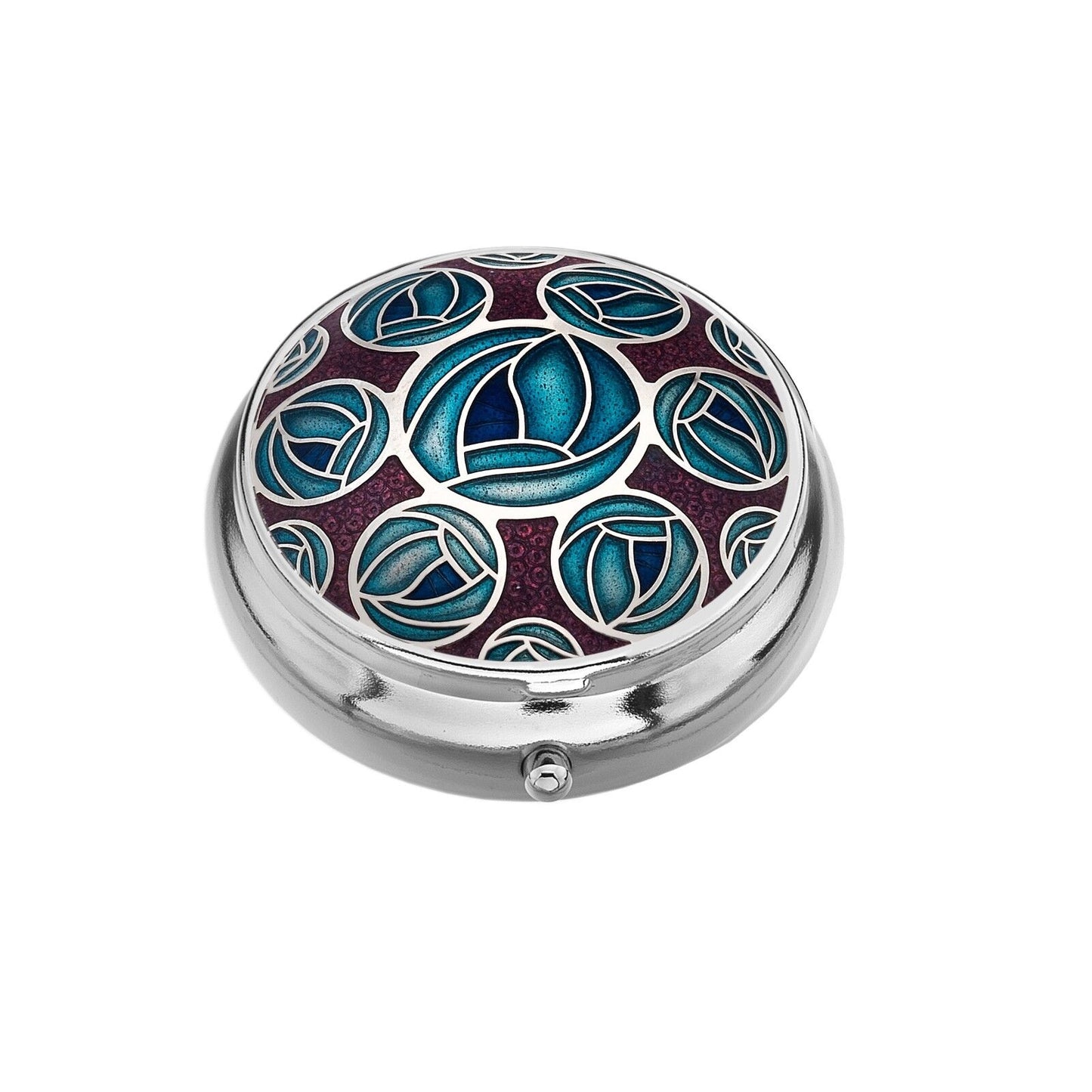 Pillbox Silver Plated Mackintosh Rose Turquoise Brand New and Boxed