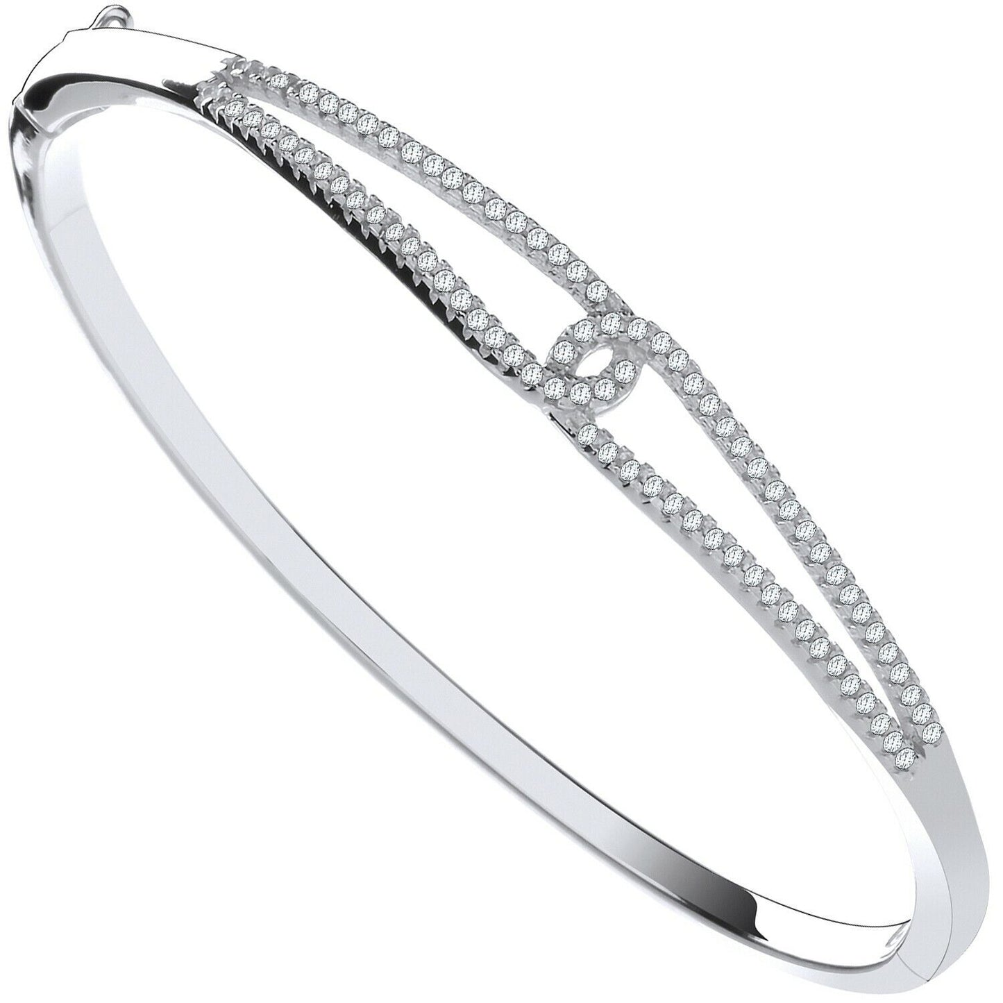 Sterling Silver Split Shank Ladies Hinged Bangle