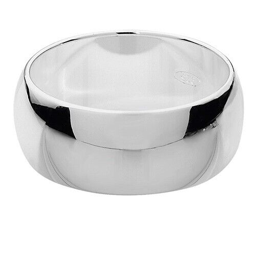 D Shape Wedding Ring Solid Sterling Silver 8mm Band Size O - Z