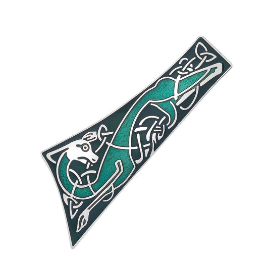 Celtic Dog Tie Shape Brooch Silver Plated Brand New Gift Packaging