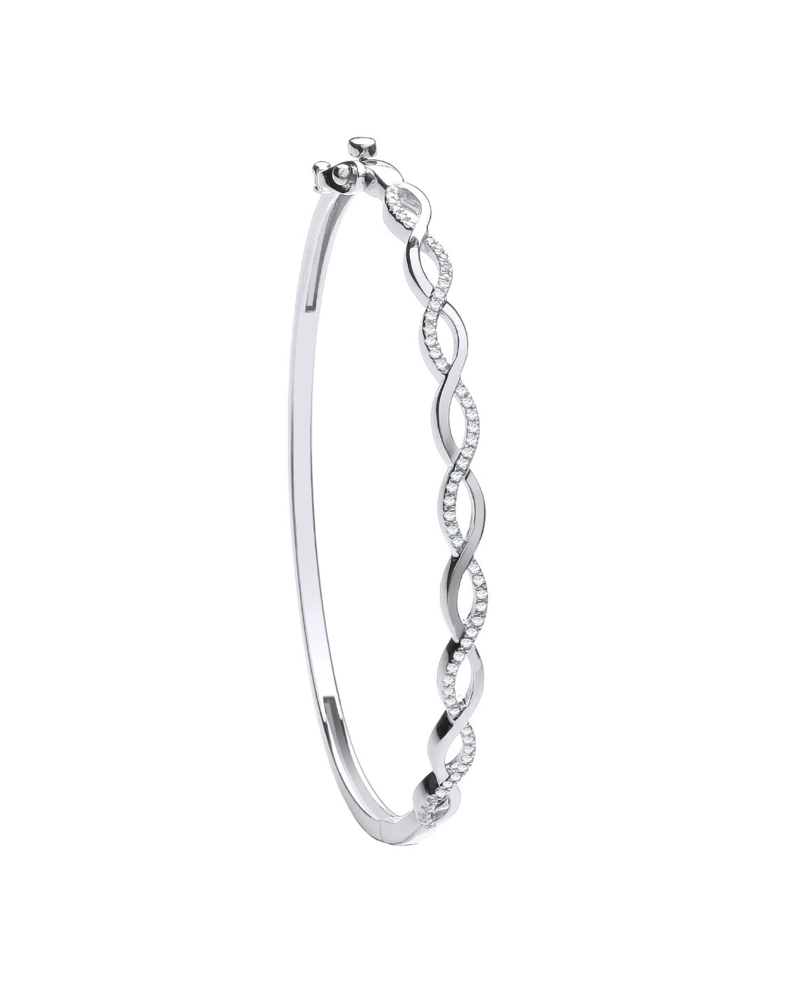9ct White Gold Entwined 0.33ctw Diamond Bangle Made in London