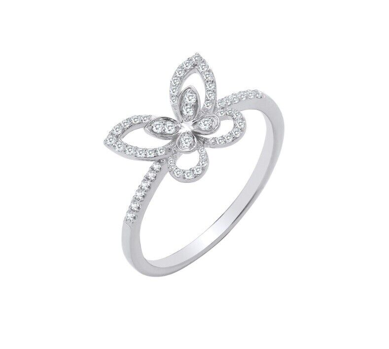 Diamond Butterfly Ring 9ct White Gold 0.19ctw Premium Diamonds