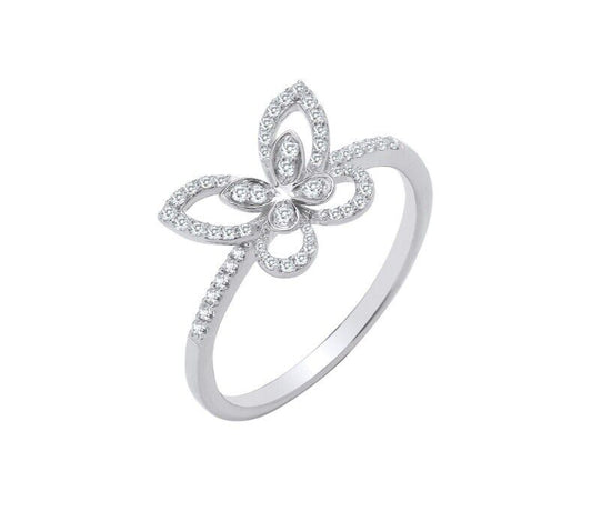 Diamond Butterfly Ring 9ct White Gold 0.19ctw Premium Diamonds
