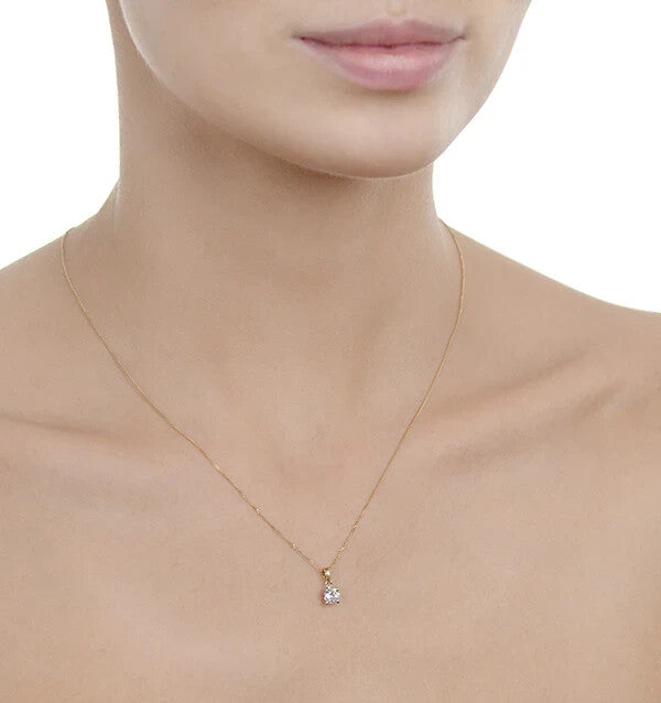 Lab Grown Diamond Pendant 25pts Claw Set 18ct Yellow Gold IGI Certificated