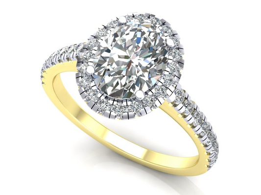 9ct Yellow Gold Zircon Oval Cluster Ring Engagement Hallmarked Sizes L - R