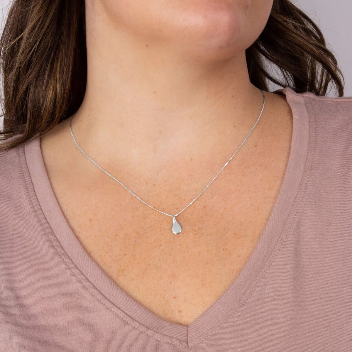 Droplet Shaped Engravable Tag Pendant Solid Sterling Silver All Chain Lengths