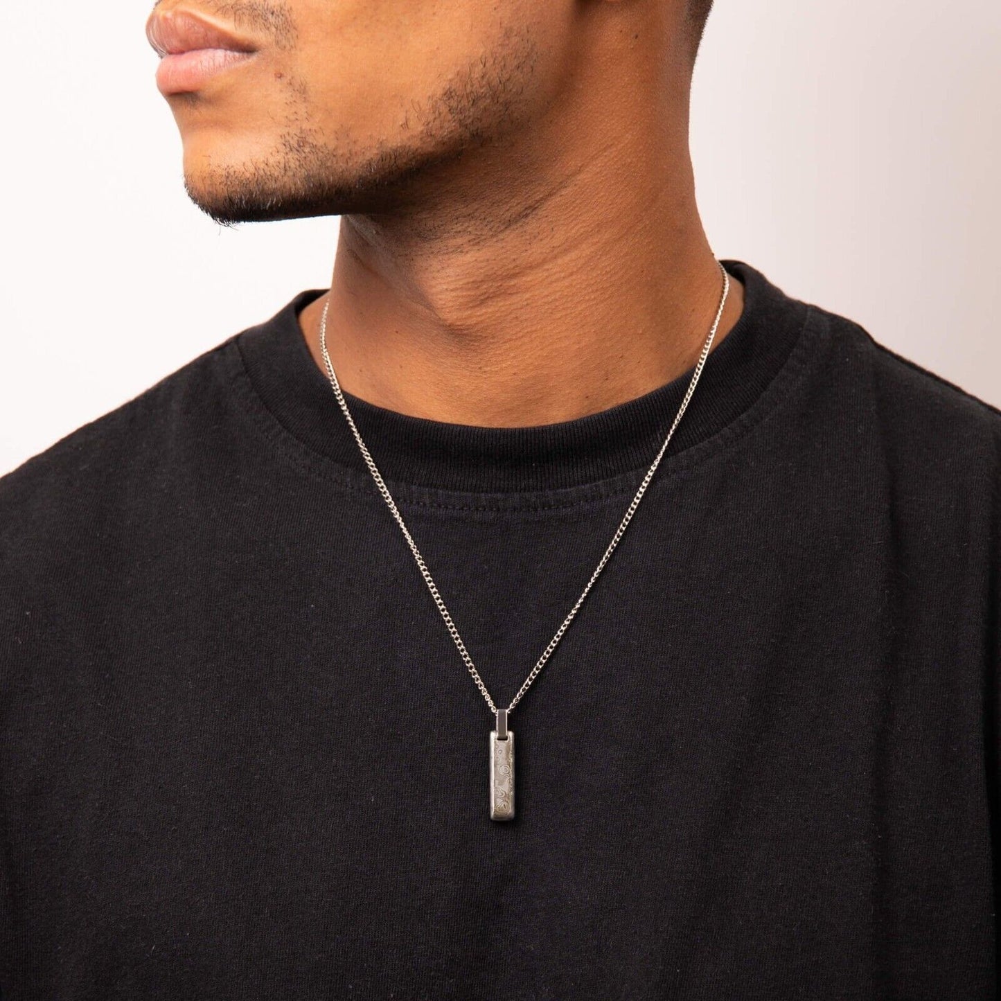 Fred Bennett Damascus Steel Narrow Bar Pendant 61cm P5383