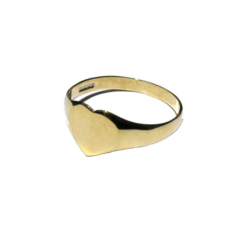 Ladies Heart Signet Ring Solid 9ct Yellow Gold Fully Hallmarked