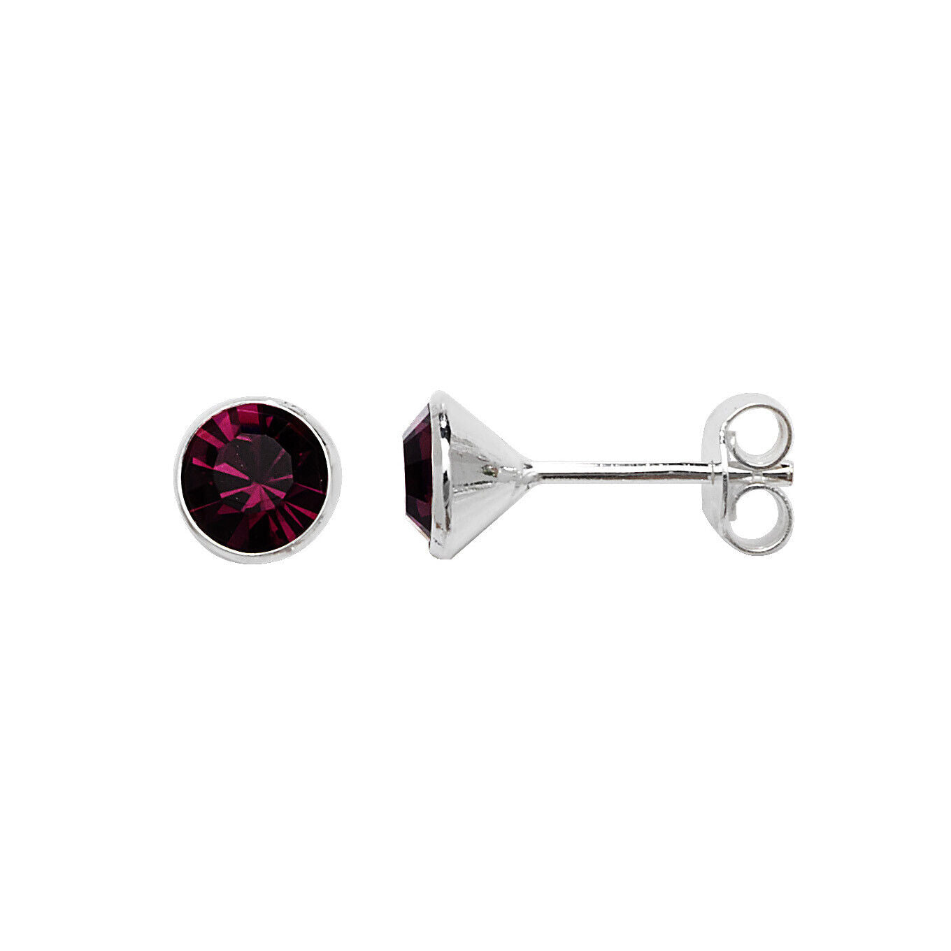 Sterling Silver Amethyst Earrings Solitaire Studs 925 Hallmark British Made