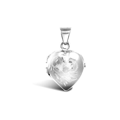 White Gold Heart Locket Flower Design Solid 9ct hallmarked All Chain Lengths