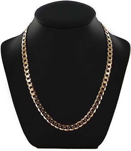 Heavy Yellow Gold Curb Chain 20" Gents 10mm Wide Hallmark British 46 Grams New