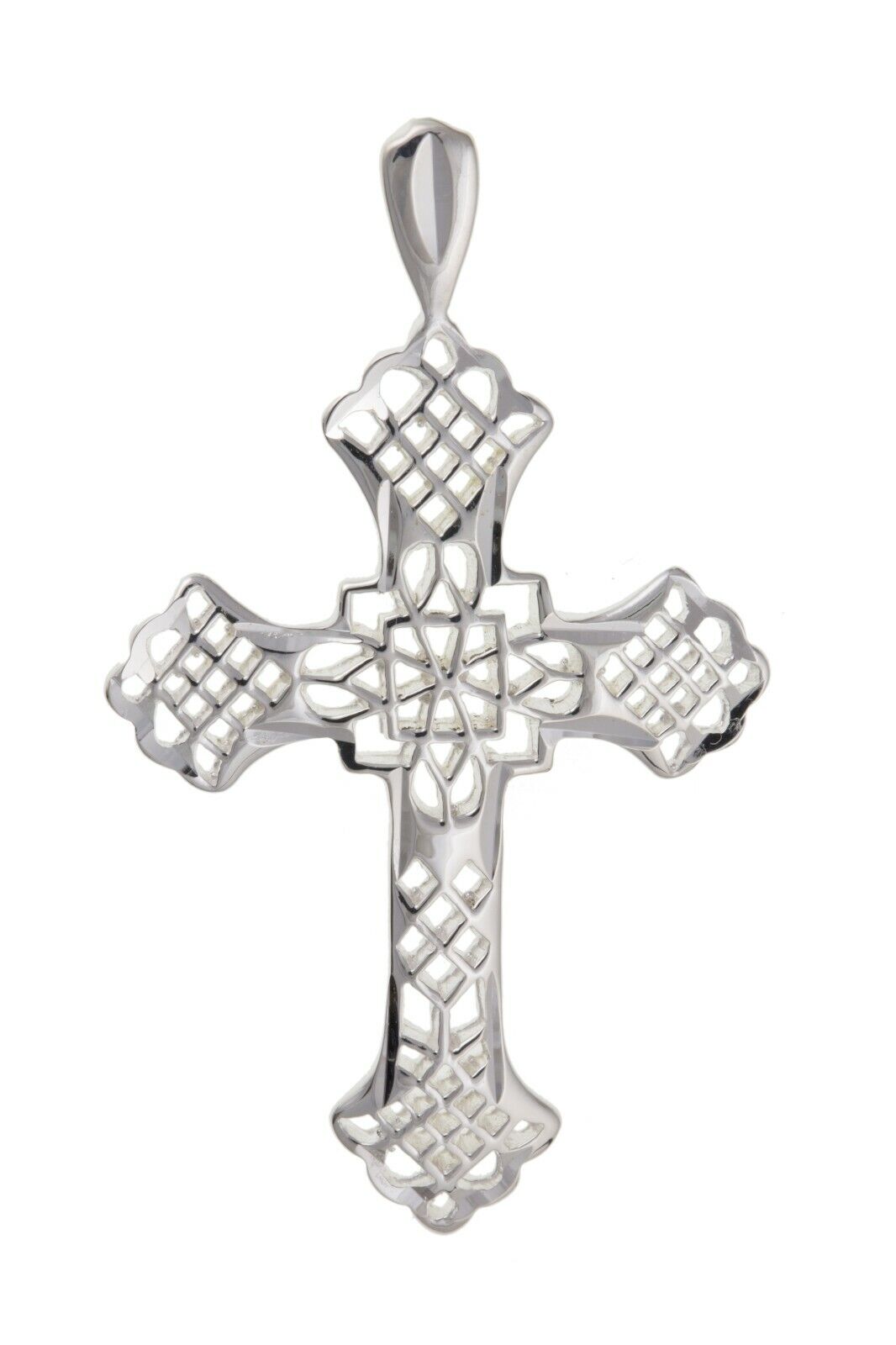 Sterling Silver Large Fanct Cross Pendant 925 Hallmark 35 x 25mm