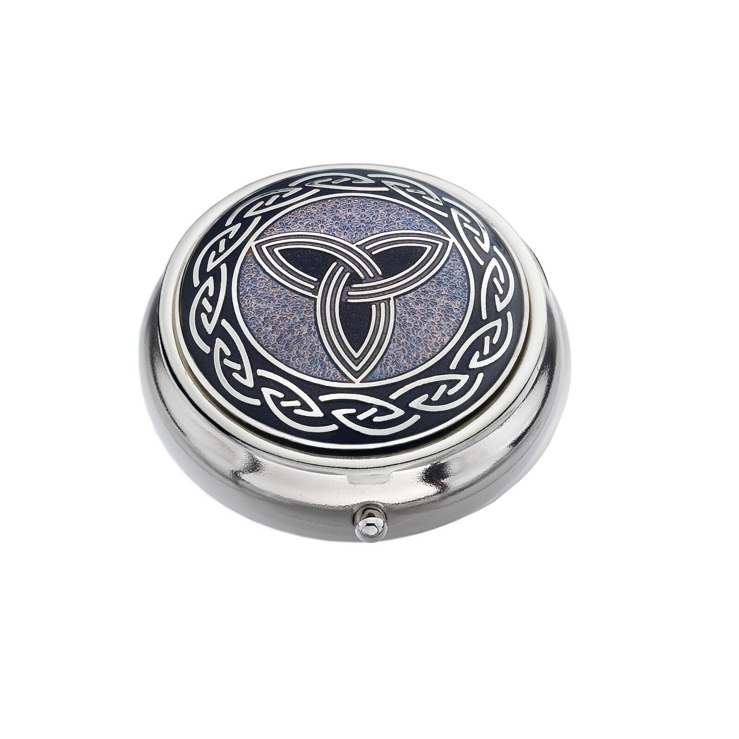 Pillbox Silver Plated Celtic Trinity Knot Purple Brand New and Boxed
