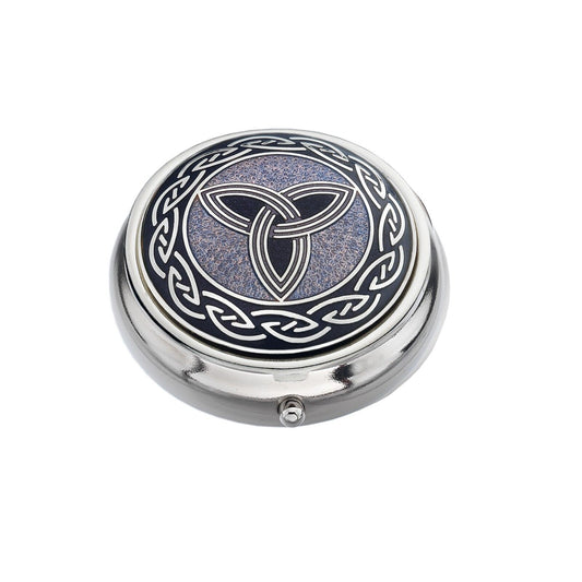 Pillbox Silver Plated Celtic Trinity Knot Purple Brand New and Boxed