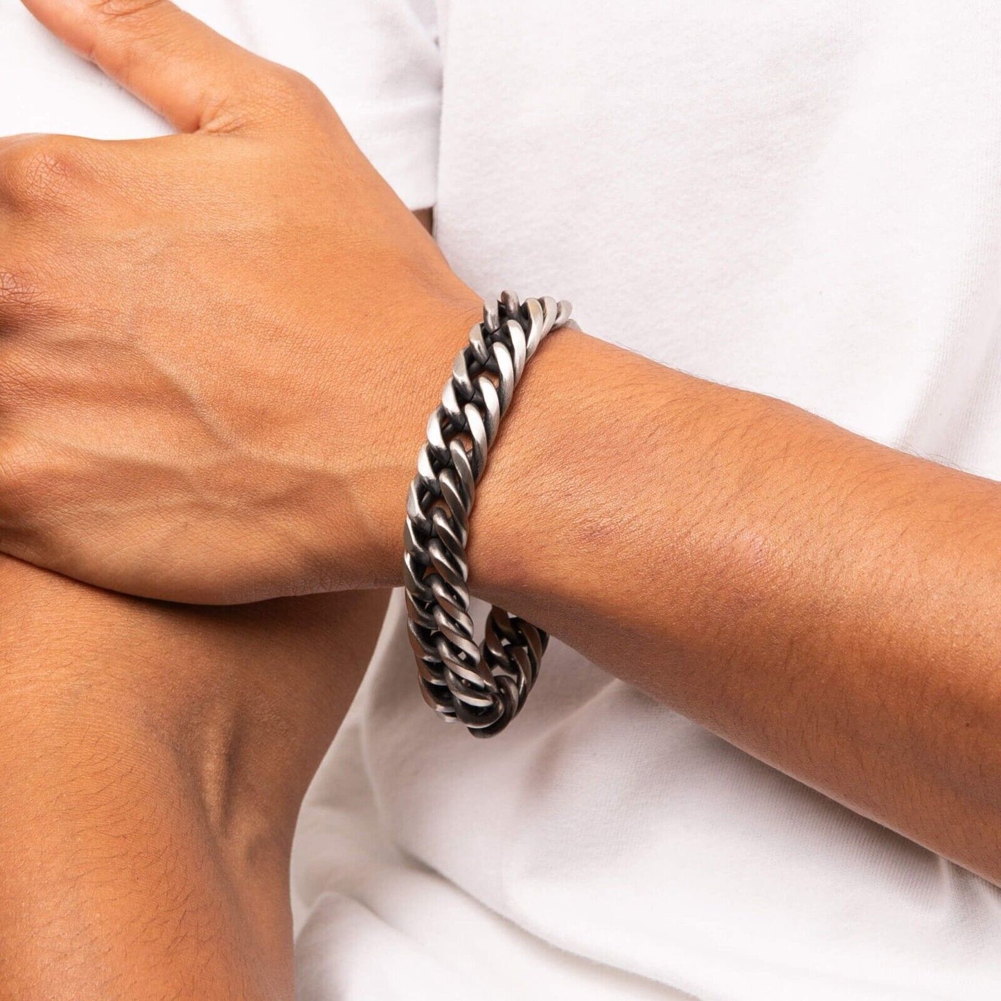 Fred Bennett Oxidised Heavy Weight Foxtail Bracelet 21.5cm B5454