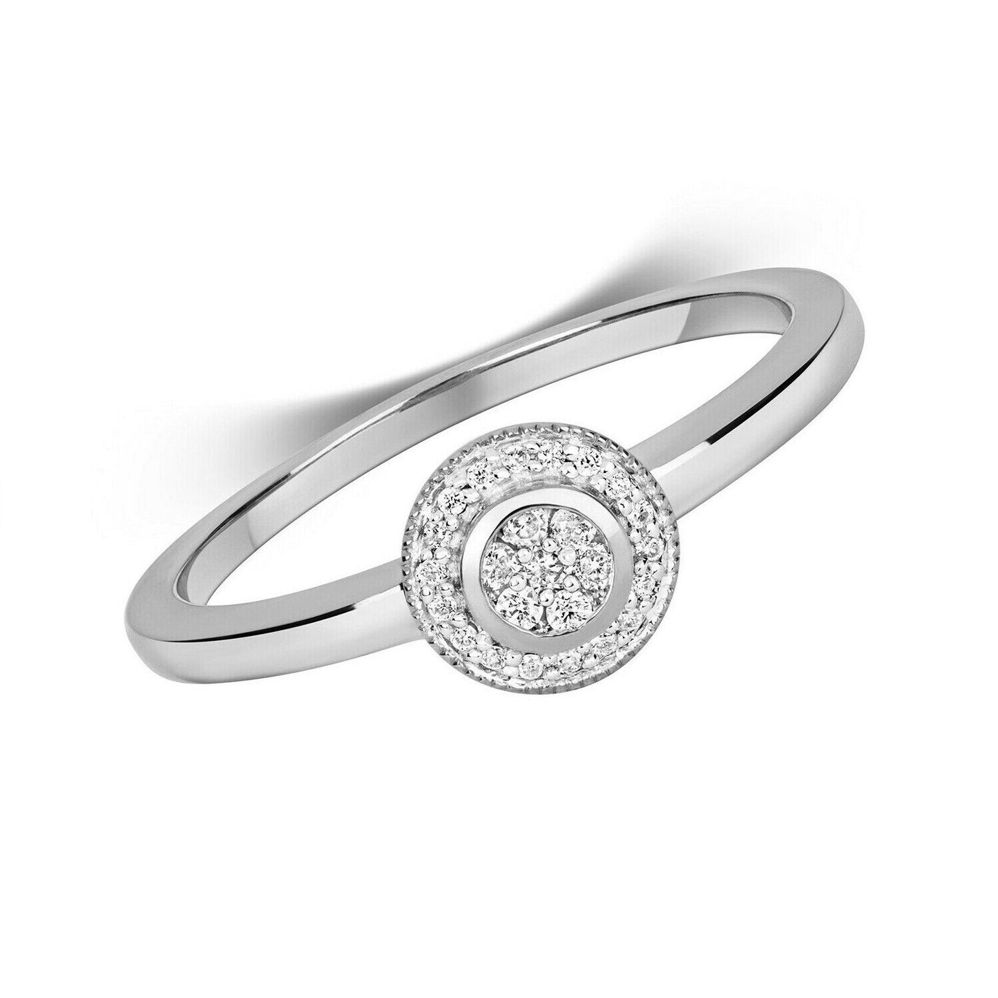 9ct White Gold Diamond Halo Ring Cluster Engagement