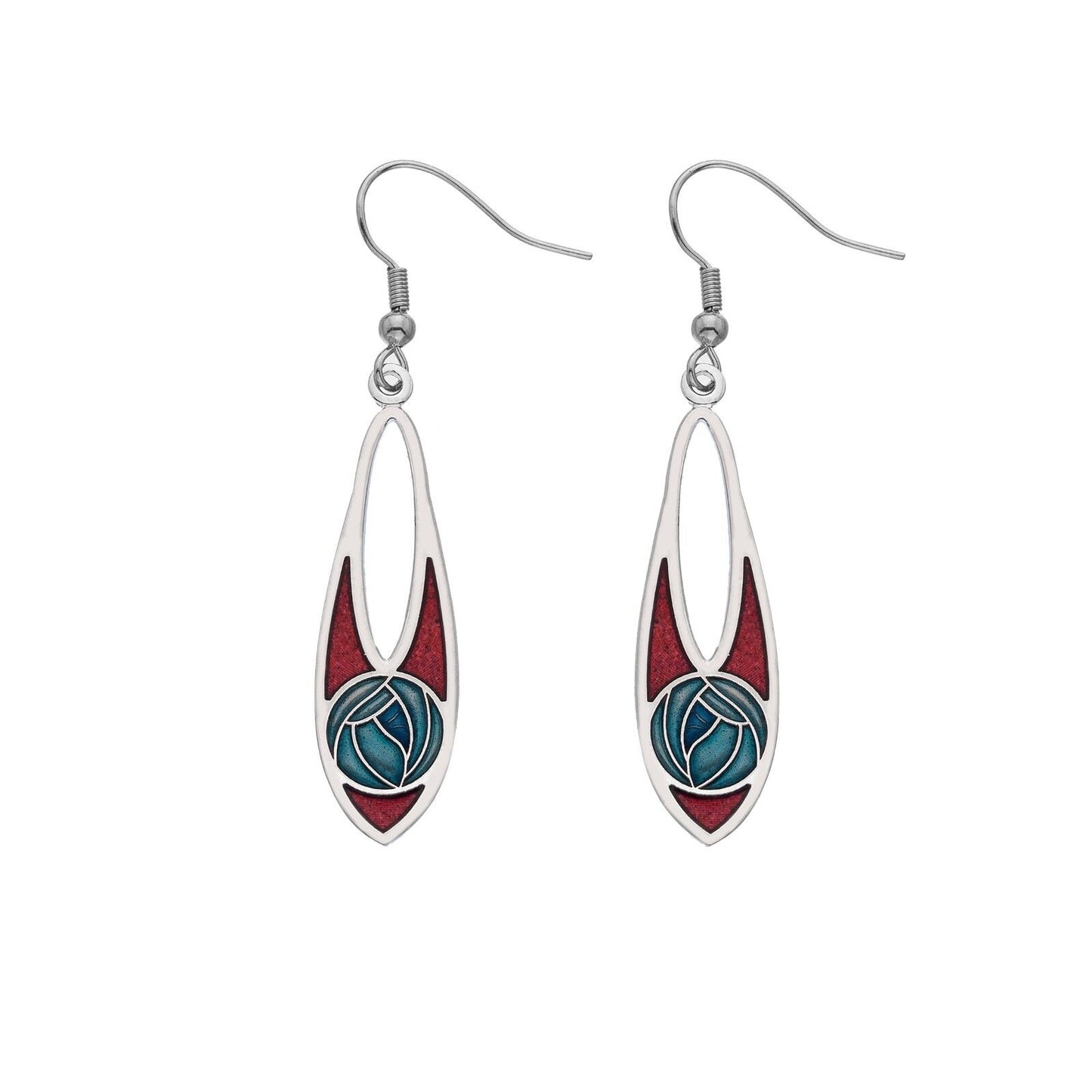 Mackintosh Teardrop Earrings With Rose Silver Plated Branded Packaging