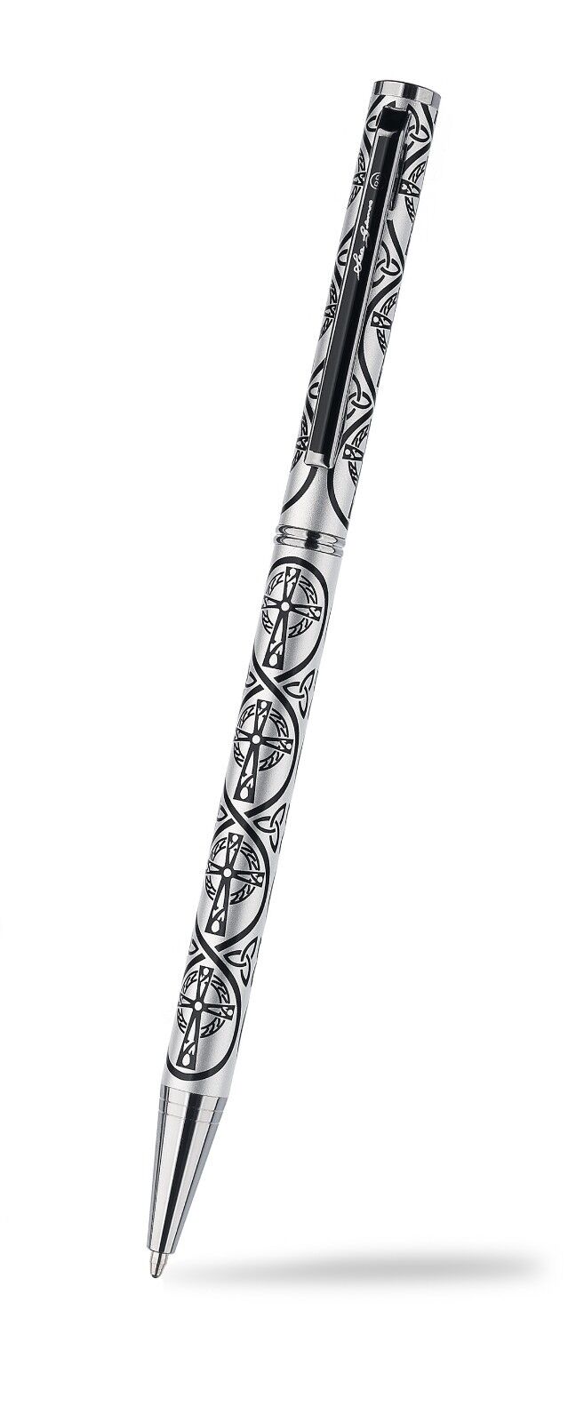 Ballpoint Pen Silver Plated Celtic Cross Designer Black Ink Brand New and Boxed