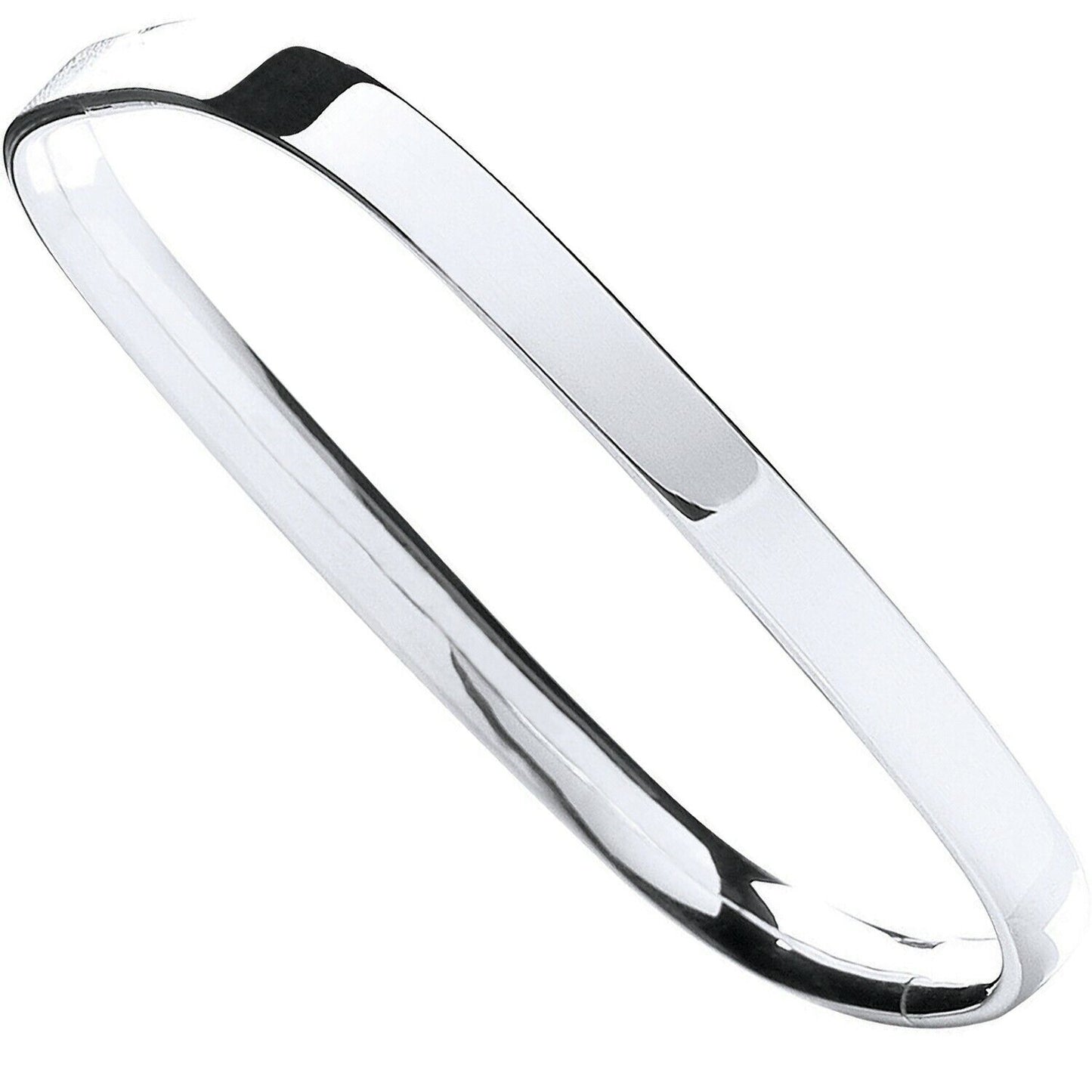 Solid Silver Bangle TV Shape British Made Full Hallmark Heavy Weight Gift Boxed