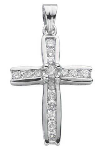 18ct White Gold 1.00ct Diamond Cross Pendant