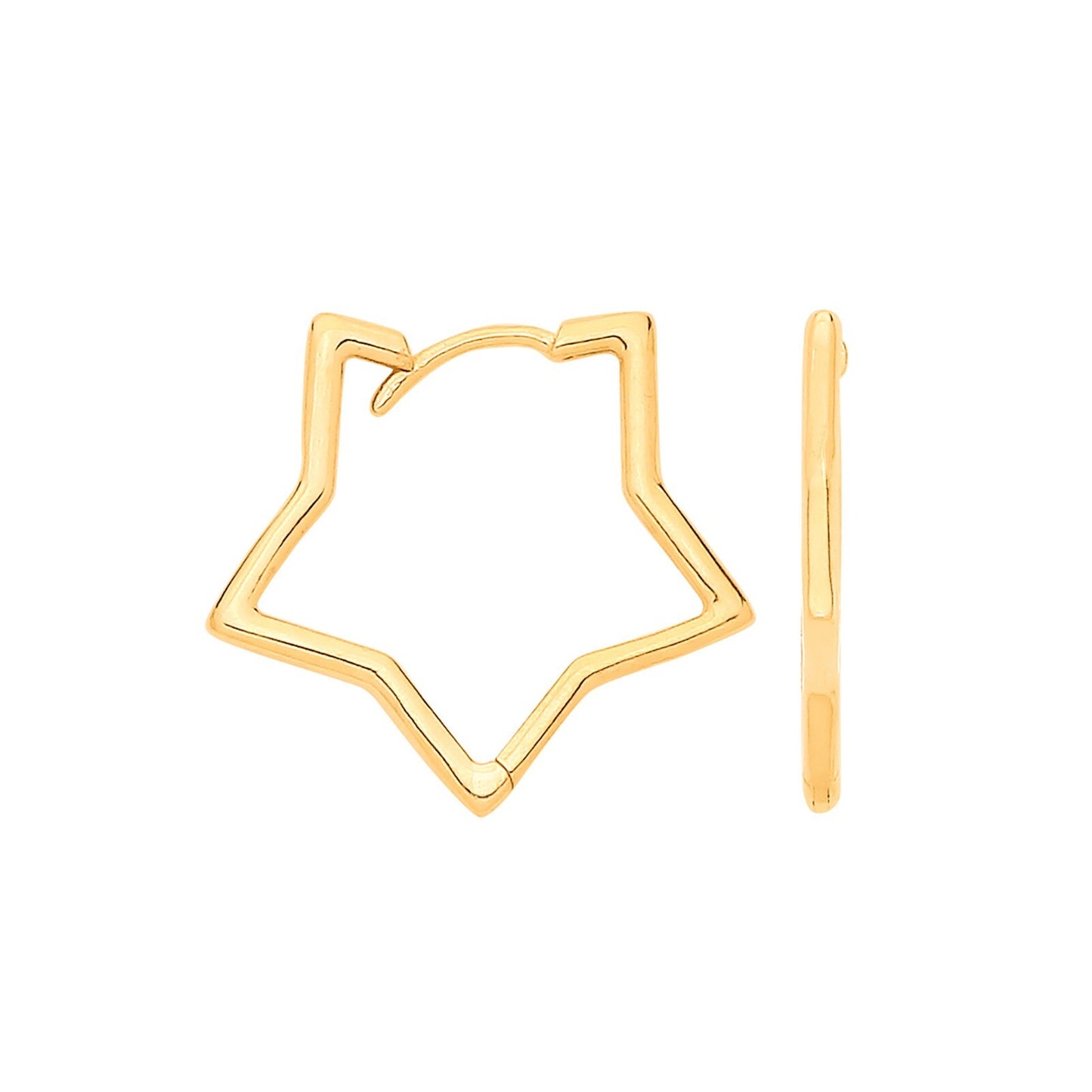 Yellow Gold Star Huggie Hoop Earrings Small Huggies Hallmarked