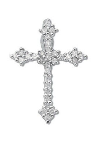 9ct White Gold 0.25ct Diamond Cross Pendant Hallmarked