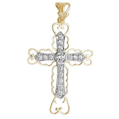Sparkling 9ct Yellow Gold Cross Pendant Large 37 x 26mm Christianity Christening