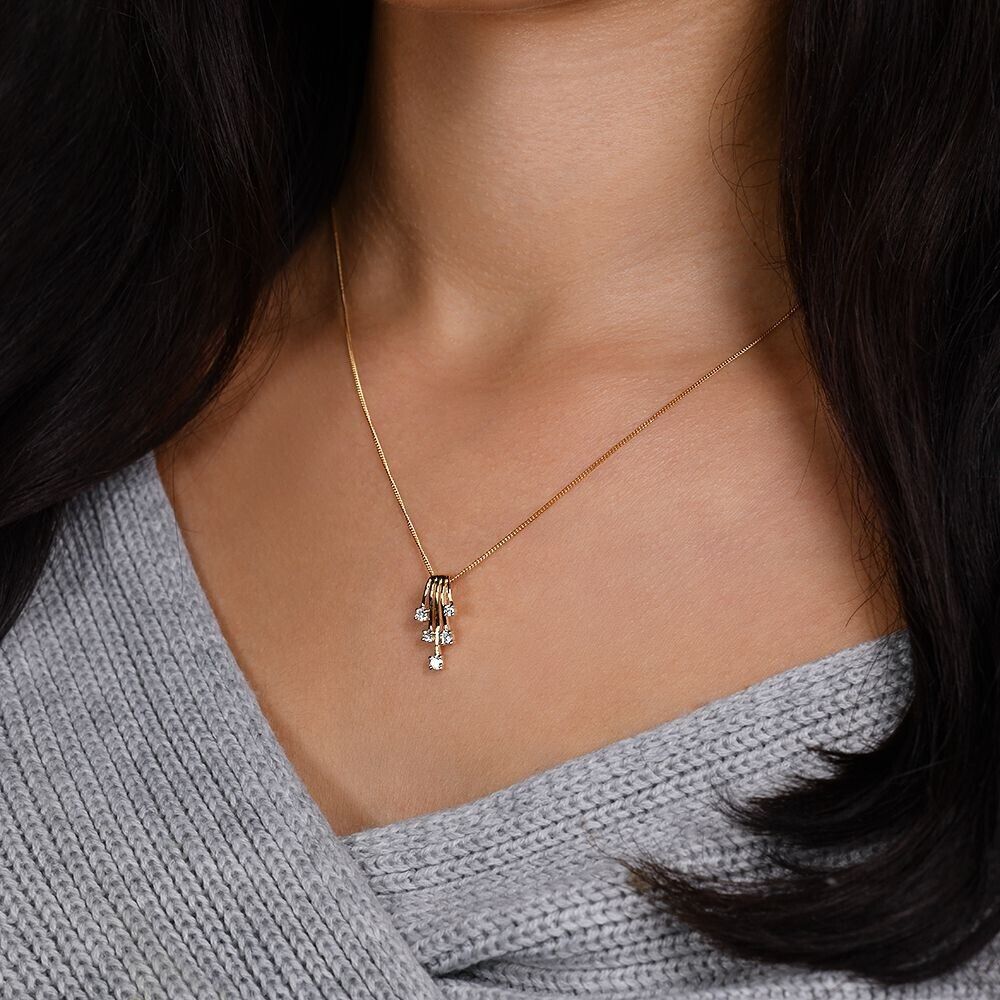9ct Yellow Gold 0.25ct Diamond Drop Pendant and 18" Chain