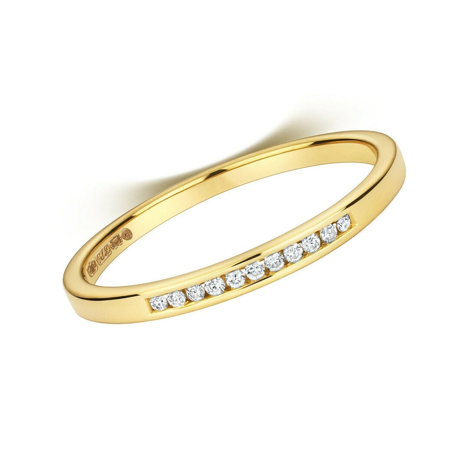 Real Diamond Eternity Ring Channel Set Solid 9ct Yellow Gold
