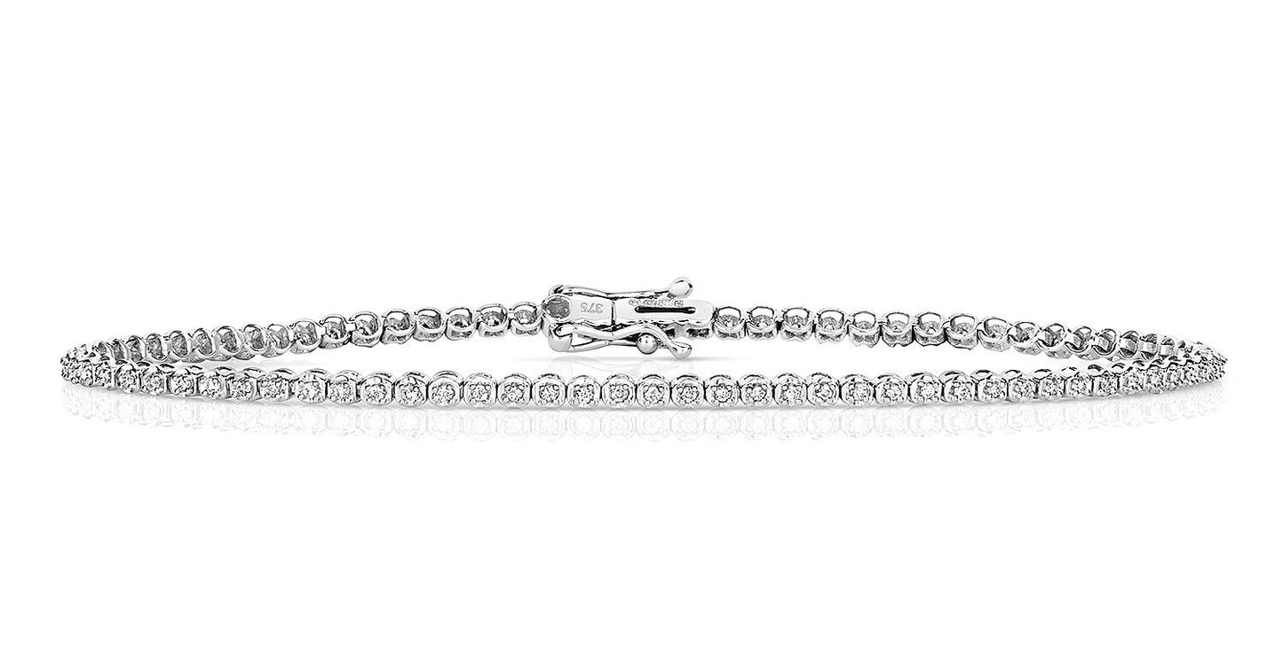 Diamond Tennis Bracelet Solid 9ct White Gold Real Diamonds 0.50ctw