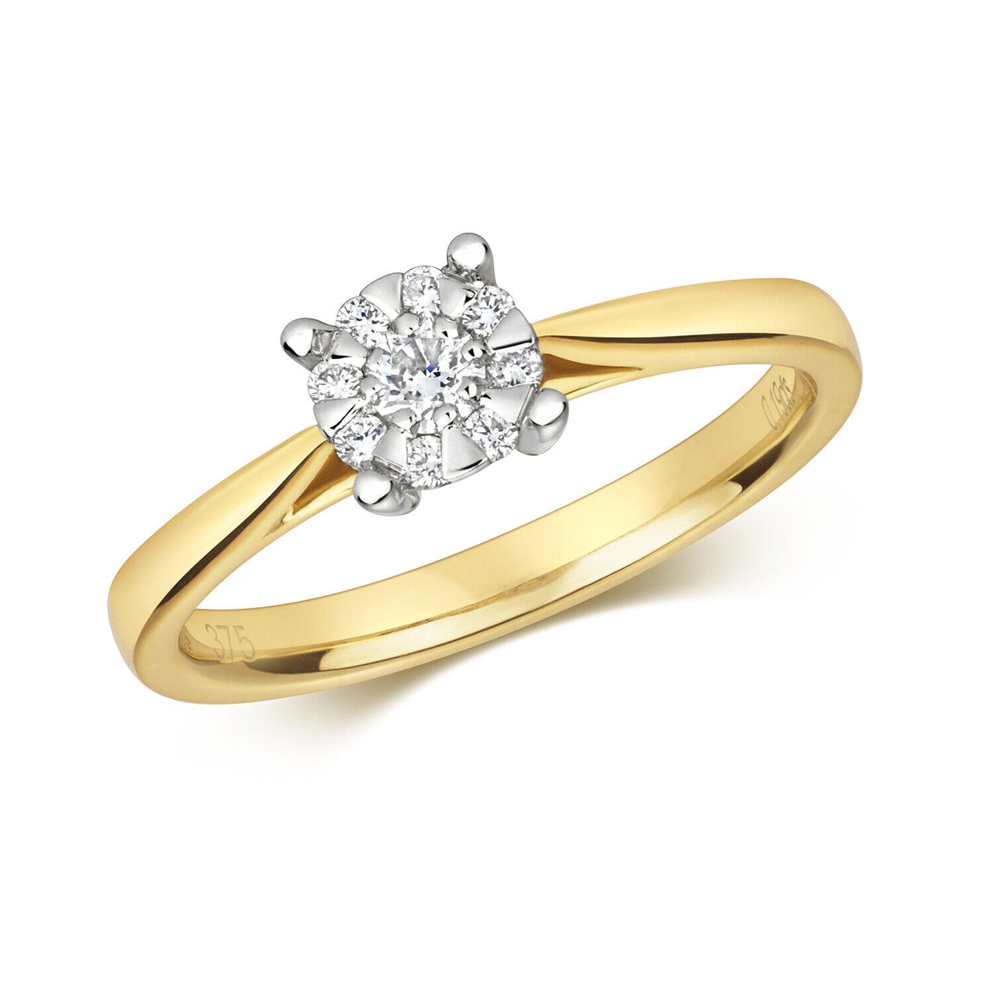 Real Diamond Engagement Ring 9ct Yellow Gold Brilliant Set Solitaire Size J - Q