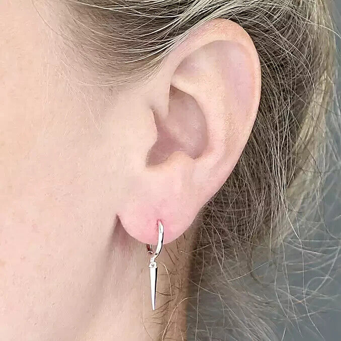 Men's Earring Spike Charm Hinged Huggie Single Earring Solid 925 Silver
