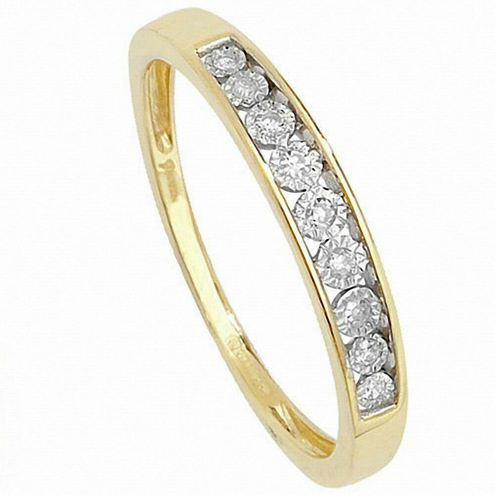 Real Diamond Eternity Ring Illusion Solid Yellow Gold Anniversary Band