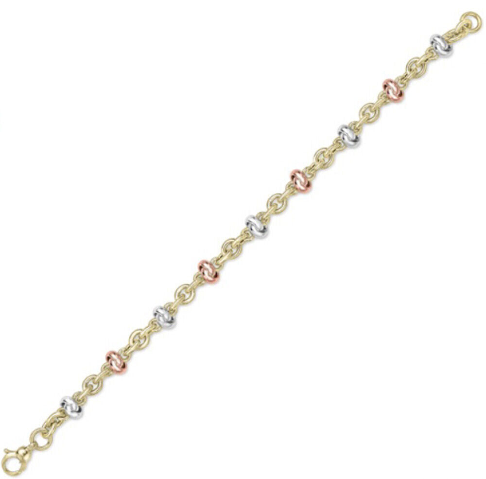 9ct Multi Tone Gold Bracelet Knot and Round Links Hallmarked